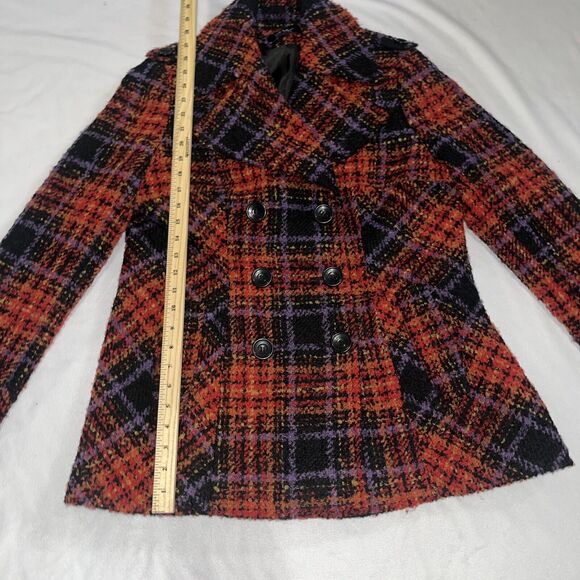 Nicole Miller Wool Blend Large Women’s Tweed Peacoat Fall Autumn - Picture 5 of 10